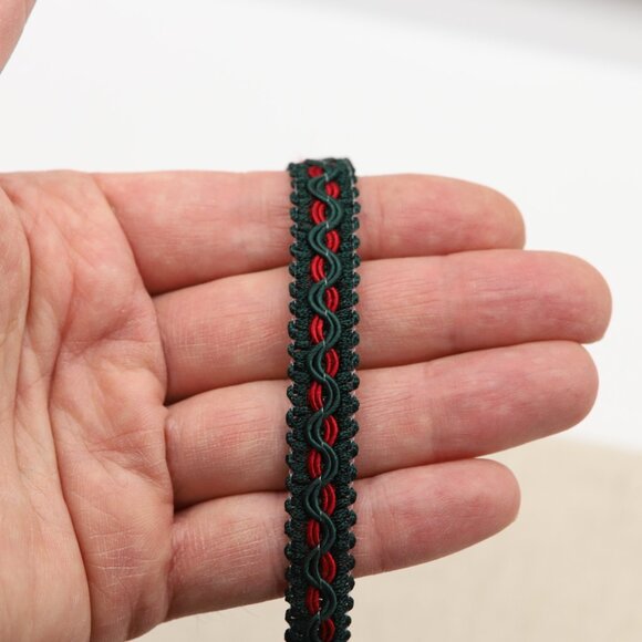 Fancy Green Choker Adjustable Length Green red Trim chokers (#85) - Picture 5 of 8